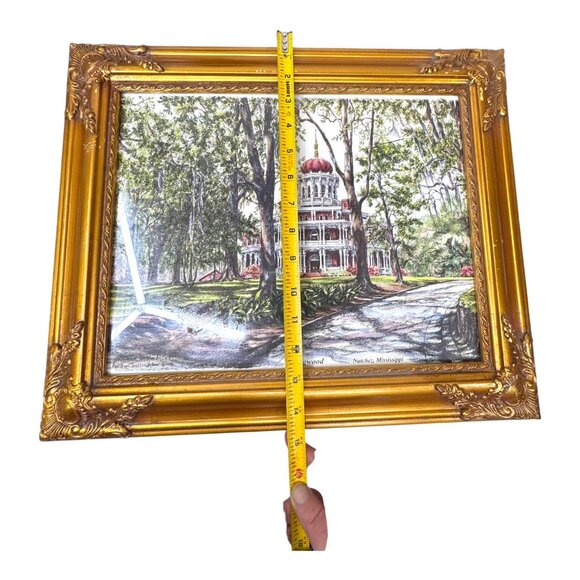 Gold Frame Longwood Mansion Art Print Southern Architectural Masterpiece Signed - Picture 9 of 14